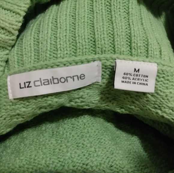 Liz Claiborne | Vintage Green Wrap Neck Knit Sweater | Medium - Picture 4 of 4